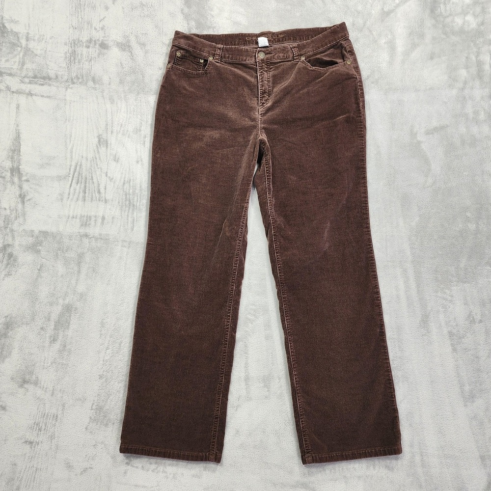Charter Club Jeans Womens 12P PETITE Brown Corduroy Mid Rise‎ Straight Stretch